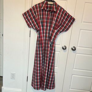 Plaid Maxi Dress with Classic Collar